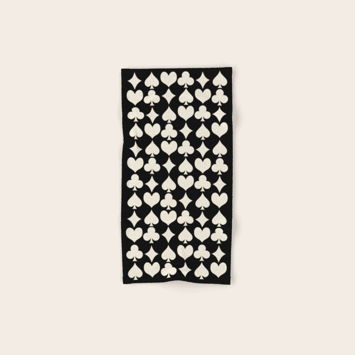 Card Suit Motifs I Black and White Bath Towel Gallery Image 1