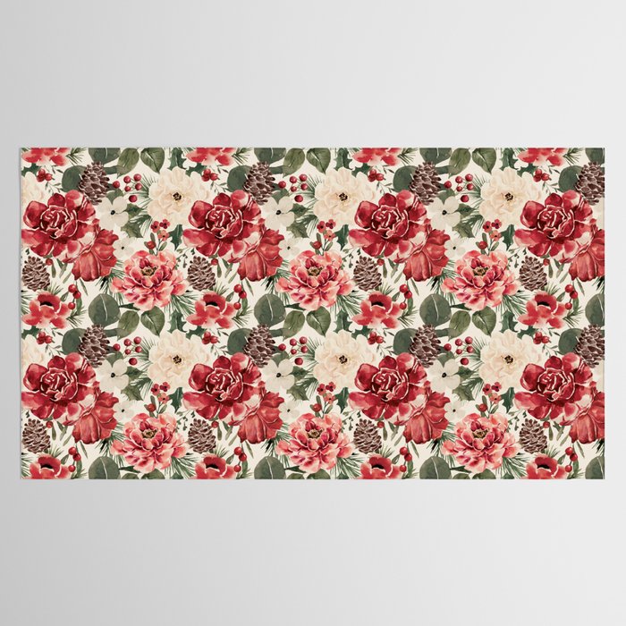 Vintage Christmas Floral Tablecloth Gallery Image 2