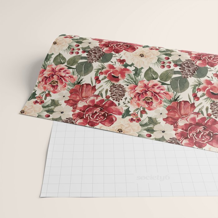 Vintage Christmas Floral Wrapping Paper Gallery Image 2