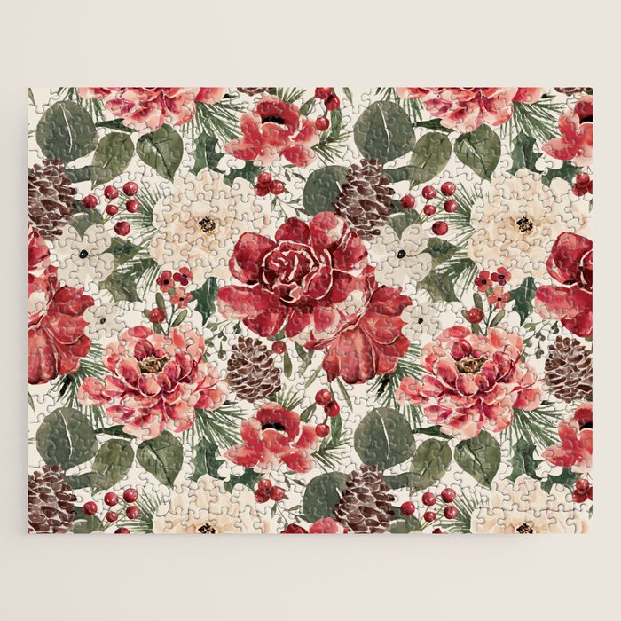 Vintage Christmas Floral Jigsaw Puzzle Gallery Image 1