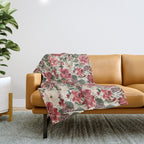 Vintage Christmas Floral Throw Blanket Gallery Image 1
