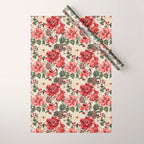 Vintage Christmas Floral Wrapping Paper Gallery Image 1