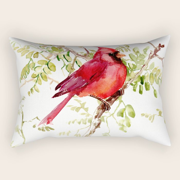 Northern Cardinal, cardinal bird lover gift Rectangular Pillow Gallery Image 2