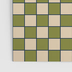 Retro Check Grid Pattern in Midcentury Modern Olive Green Navy Blue Beige Poster Gallery Image 3