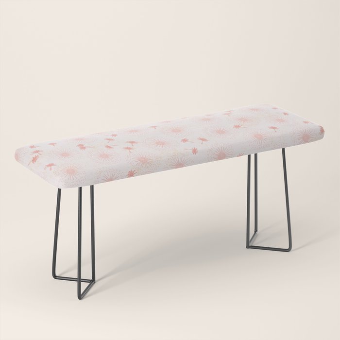 Make A Wish Dandelion Pattern in Pastel Pink & Peach Bench Gallery Image 1