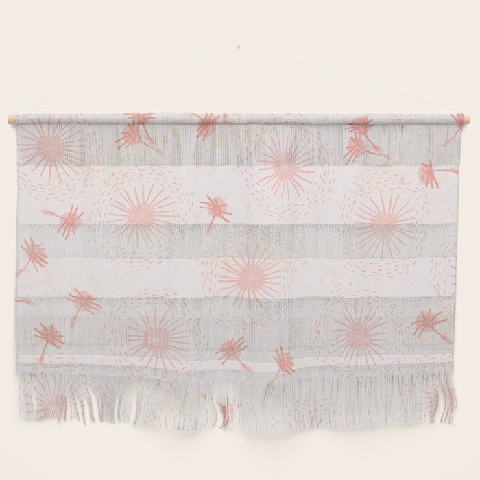 Make A Wish Dandelion Pattern in Pastel Pink & Peach Wall Hanging Gallery Image 1