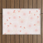 Make A Wish Dandelion Pattern in Pastel Pink & Peach Outdoor Rug Gallery Image 1