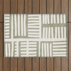 Neutral Green Modern Abstract Unique Art Outdoor Rug Gallery Image 1