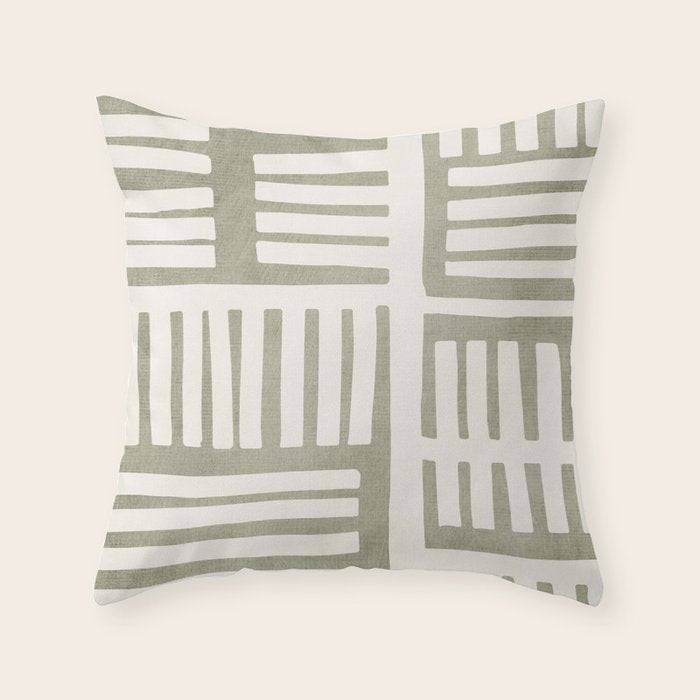 Neutral Green Modern Abstract Unique Art Throw Pillow Gallery Image 6