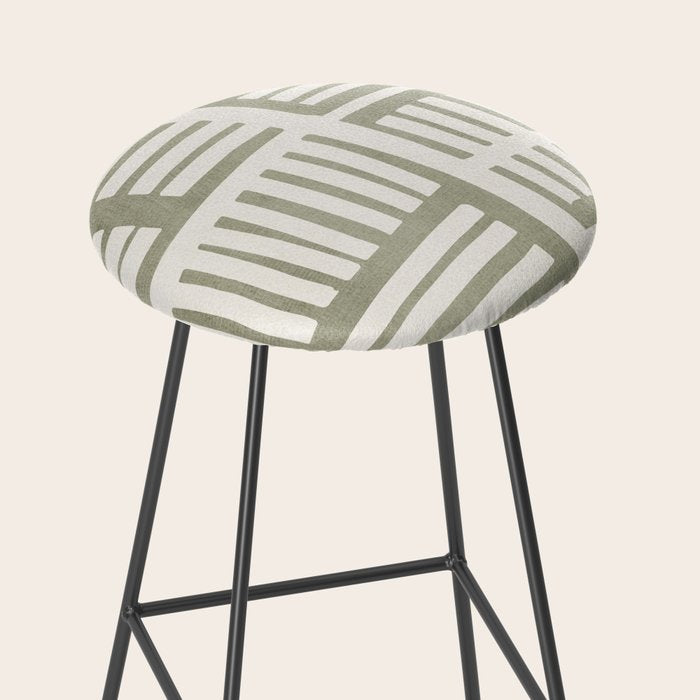 Neutral Green Modern Abstract Unique Art Stool Gallery Image 2