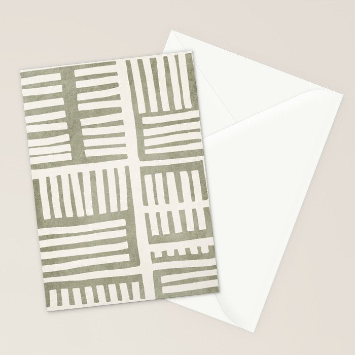 Neutral Green Modern Abstract Unique Art Stationery Card Gallery Image 2