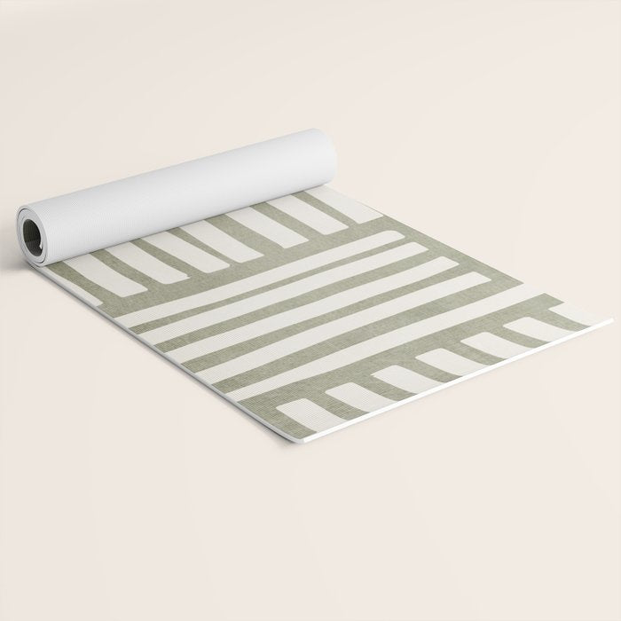 Neutral Green Modern Abstract Unique Art Yoga Mat Gallery Image 2