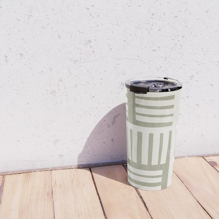 Neutral Green Modern Abstract Unique Art Travel Mug Gallery Image 4