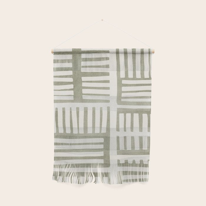 Neutral Green Modern Abstract Unique Art Wall Hanging Gallery Image 1