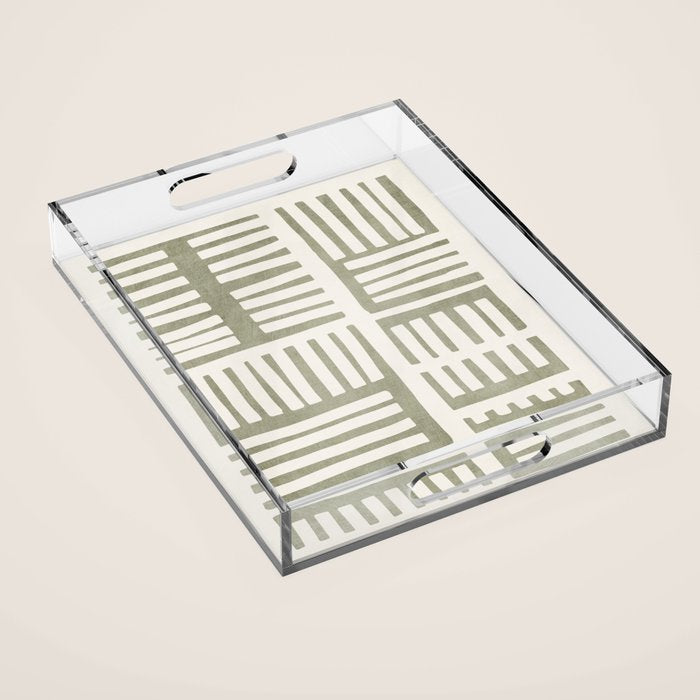 Neutral Green Modern Abstract Unique Art Acrylic Tray Gallery Image 1