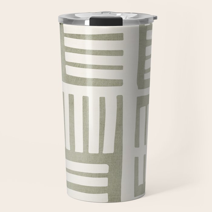 Neutral Green Modern Abstract Unique Art Travel Mug Gallery Image 1