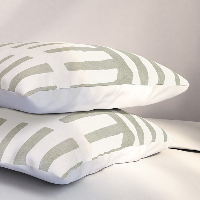 Neutral Green Modern Abstract Unique Art Pillow Sham Gallery Image 3