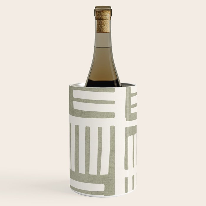 Neutral Green Modern Abstract Unique Art Wine Chiller Gallery Image 1