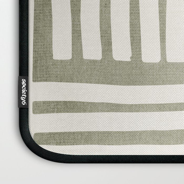 Neutral Green Modern Abstract Unique Art Laptop Sleeve Gallery Image 3