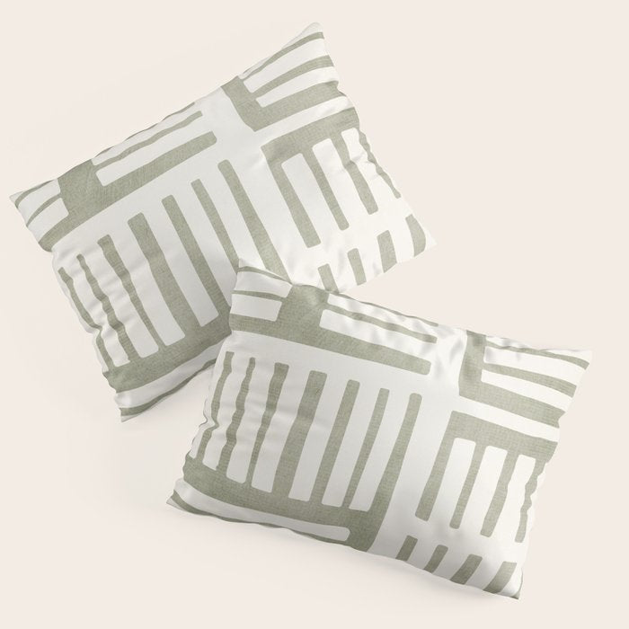 Neutral Green Modern Abstract Unique Art Pillow Sham Gallery Image 1