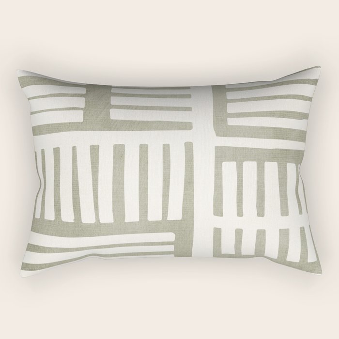 Neutral Green Modern Abstract Unique Art Rectangular Pillow Gallery Image 2