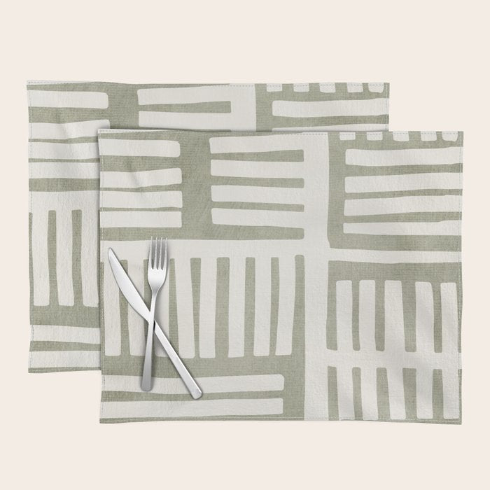 Neutral Green Modern Abstract Unique Art Placemat Gallery Image 1