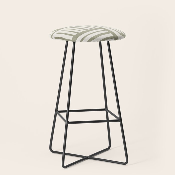 Neutral Green Modern Abstract Unique Art Stool Gallery Image 1