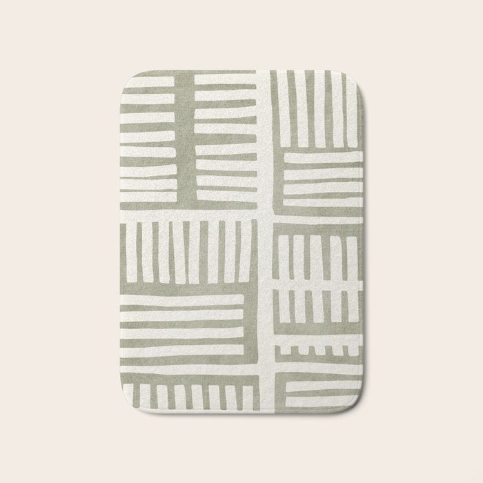 Neutral Green Modern Abstract Unique Art Bath Mat Gallery Image 1
