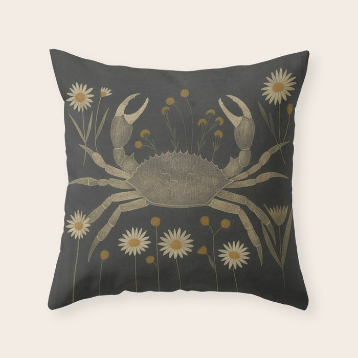 Crab with Daisies Throw Pillow Gallery Image 6