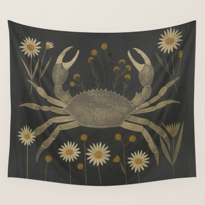 Crab with Daisies Wall Tapestry Gallery Image 4