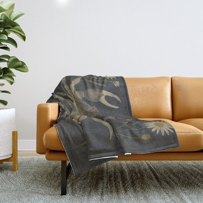 Crab with Daisies Throw Blanket Gallery Image 1