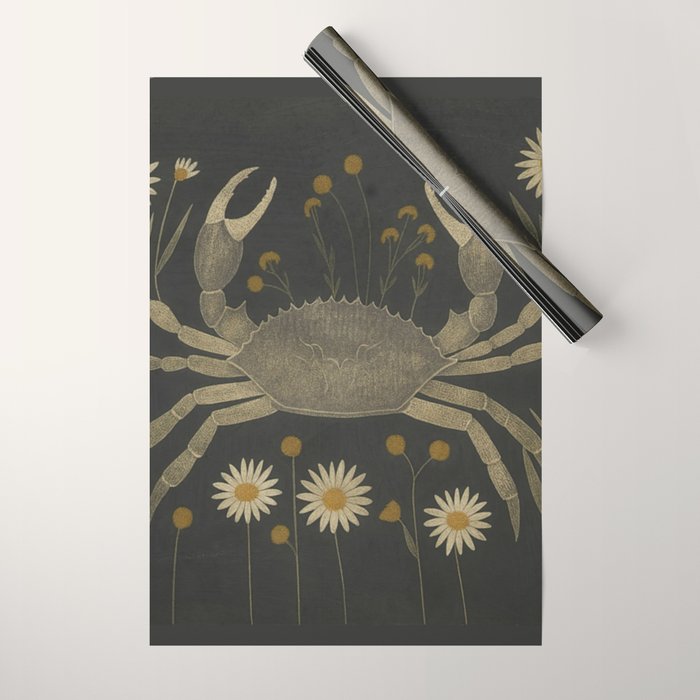 Crab with Daisies Wrapping Paper Gallery Image 1