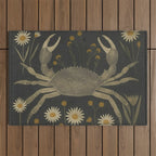 Crab with Daisies Outdoor Rug Gallery Image 1