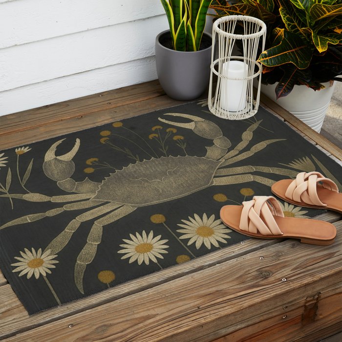 Crab with Daisies Outdoor Rug Gallery Image 2