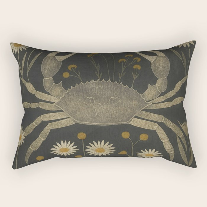 Crab with Daisies Rectangular Pillow Gallery Image 1