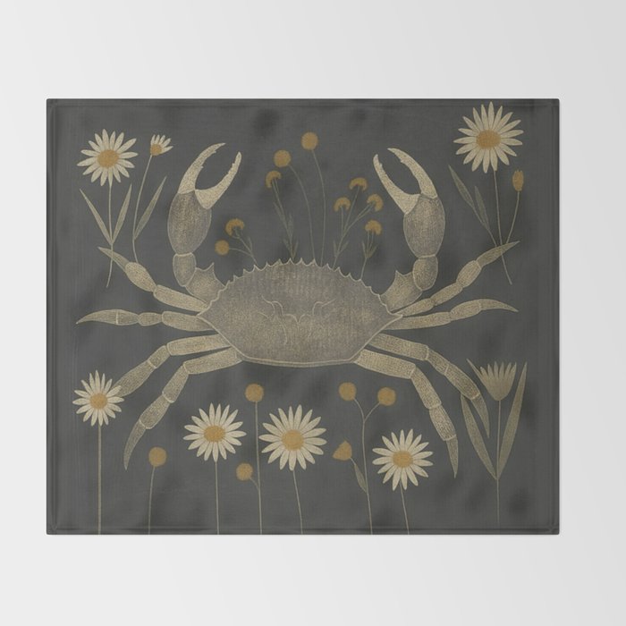 Crab with Daisies Throw Blanket Gallery Image 2