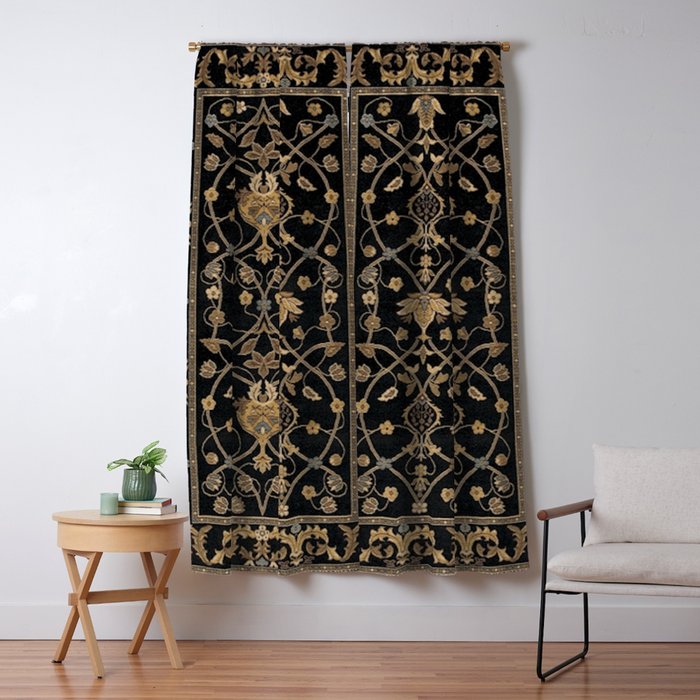 William Morris Antique Oriental Persian Floral Window Curtain Gallery Image 1