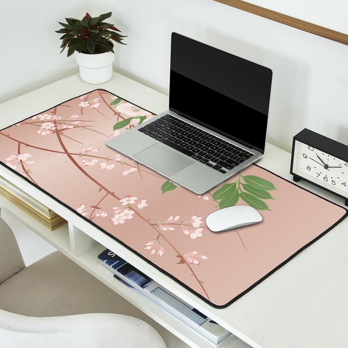 Japanese Spring Flowers Vintage Kimono Pattern Desk Mat Gallery Image 2