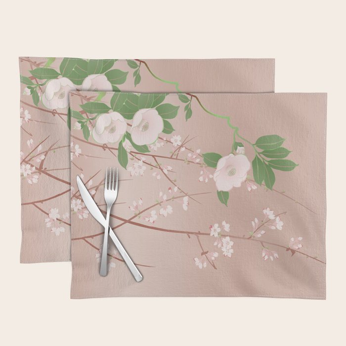 Japanese Spring Flowers Vintage Kimono Pattern Placemat Gallery Image 1