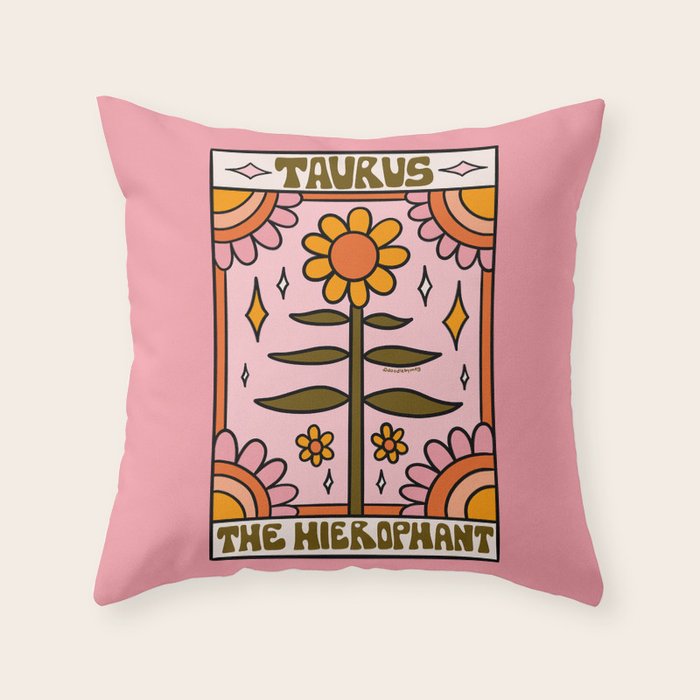 Taurus Tarot Card Throw Pillow Gallery Image 6