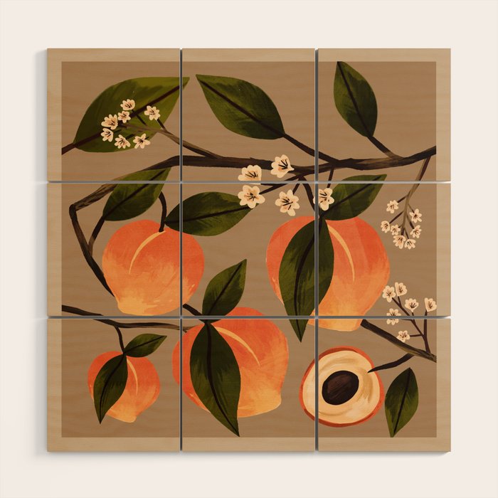 Peaches Botanical Art 2 Wood Wall Art Gallery Image 1