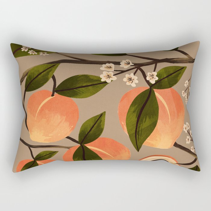 Peaches Botanical Art 2 Rectangular Pillow Gallery Image 1