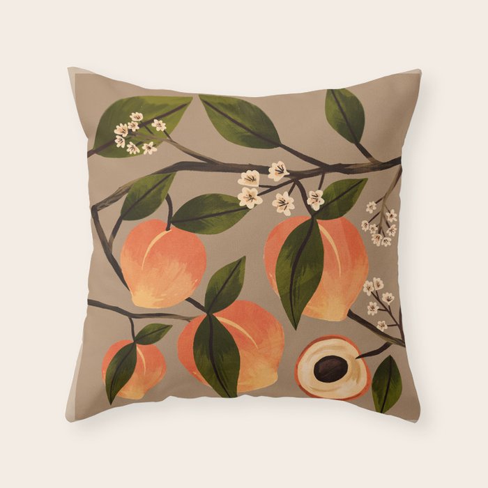 Peaches Botanical Art 2 Throw Pillow Gallery Image 6