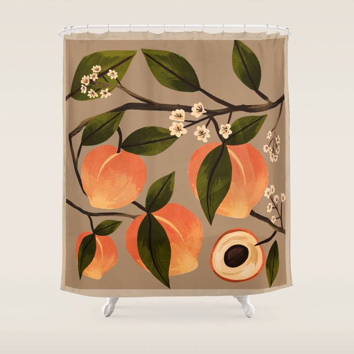 Peaches Botanical Art 2 Shower Curtain Gallery Image 1