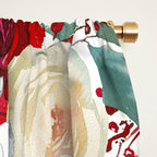 Red teal hand painted boho watercolor roses floral Window Curtain Gallery Image 2