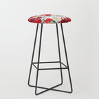Red teal hand painted boho watercolor roses floral Stool Gallery Image 1