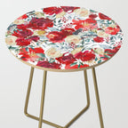 Red teal hand painted boho watercolor roses floral Side Table Gallery Image 2