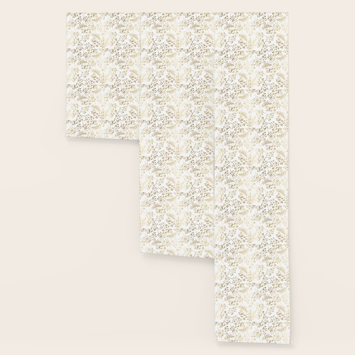 Elegant modern white faux gold floral Wallpaper Gallery Image 3