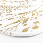 Elegant modern white faux gold floral Bath Mat Gallery Image 3
