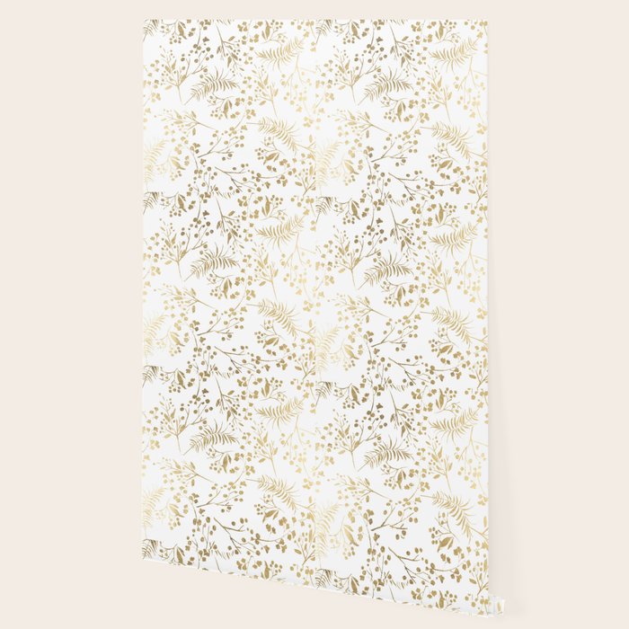 Elegant modern white faux gold floral Wallpaper Gallery Image 2